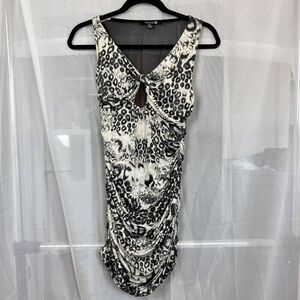 Y2K forever 21 open back mini dress Md mesh back animal print clubbing party
